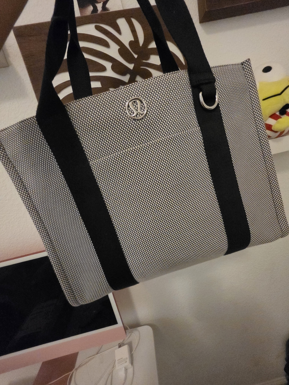 lululemon athletica Black & White Canvas Tote Bag